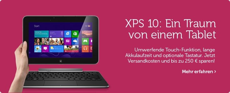 XPS 10 Tablet: Jetzt Versandkosten und bis zu 250 € sparen!