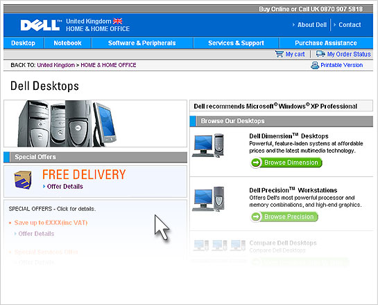 Screenshot from Website