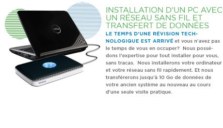 Installation d'un PC avec un réseau sans fil et transfert de données