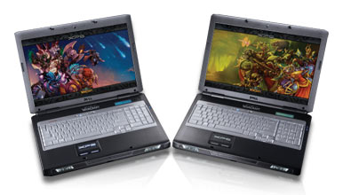 Two XPS M1730 Laptops with Warcraft Wallpaper