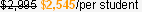 $2,545/per student