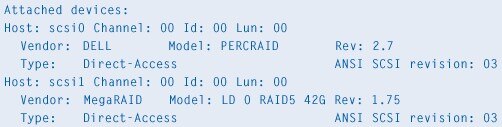 Figure 7. Example data within the /proc/scsi/scsi file