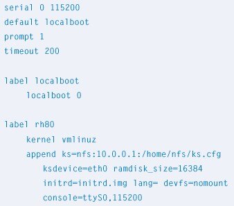Figure 8. Example of a pxelinux configuration file