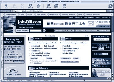 Figure 1. JobsDB.com has quickly become a leading provider of Pan-Asian online recruitment services