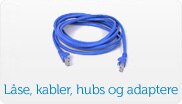 Låse, kabler, hubs og adaptere