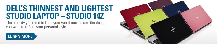 Dell's thinnest and lightest Studio Laptop -- Studio 14z | Learn More