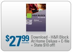 $27.99 Download - H&R Bloack At Home Deluxe + E-file+State $10 off!