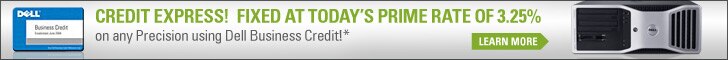Credit Express! Fixed at today's Prime rate of 3.25% on any Precision using Dell Business Credit | learn more