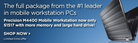 Precision M4400 Mobile Workstation now only $1517 with more memory and large hard drive!