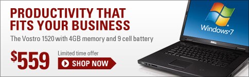 The Vostro 1520 with 4GB memory and 9 cell battery | $559