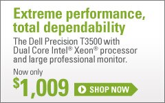 Dell Precision T3500 with dual core intel xeon processor and large professional monitor | $1009
