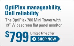 OptiPlex 780 Mini Tower with 19-inch Widescreen flat panel monitor | $799