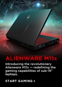 Alienware M11x. Introducing the revolutionary Alienware M11x - Redefining the gaming capabilities of sub-15 inch laptops. | Start Gaming.