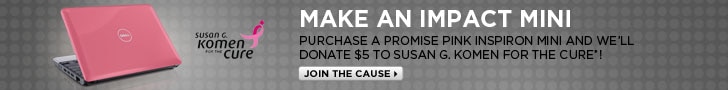 Purchse a promising pink Inspiron Mini and we'll donate $5 to Susan G. Komen for cure | Join The Cause