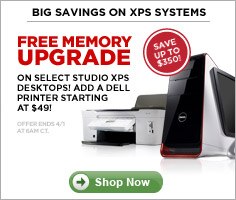 Free Memory Upgrade on select Studio XPS Desktops! Add a Dell Printer starting at $49. | Shop Now.