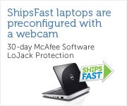 Ships Fast laptops are preconfigured with a webcam.