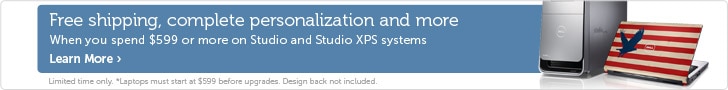 Spend $599 + on Studio & Studio XPS systems.