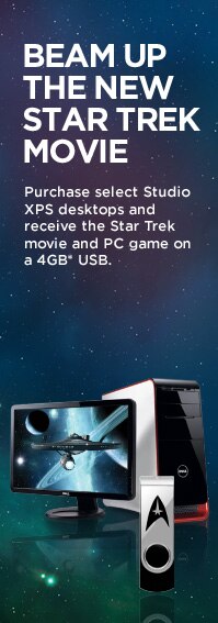 Purchase select Studio XPS Destops and receive the Star Trek movie and PC game on a 4GB USB.