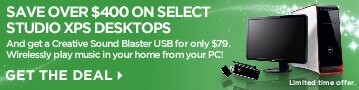 Save over $400 on Select Studio XPS Desktops and get a Creative Sound Blaster USB for only $79 | Get The Deal