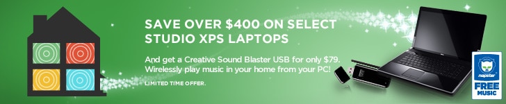 Save over $400 on Select Studio XPS Laptops and get a Creative Sound Blaster USB for only $79