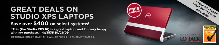 Great Deals on Studio XPS laptops - Save over $400 on select systems! 