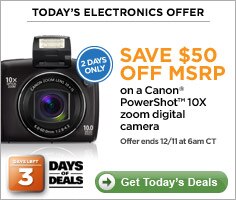 Save $50 off MSRP on a canon powershot 10x zoom digital camera |Get Today's deals