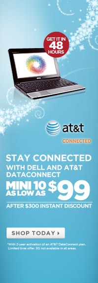 Stay connected with dell AT and T dataconnect .Mini 10 as low as $99.After $300 instant discount | Shop Today