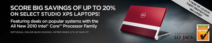 Score Big Savings of up to 20% on select Studio XPS Laptops!