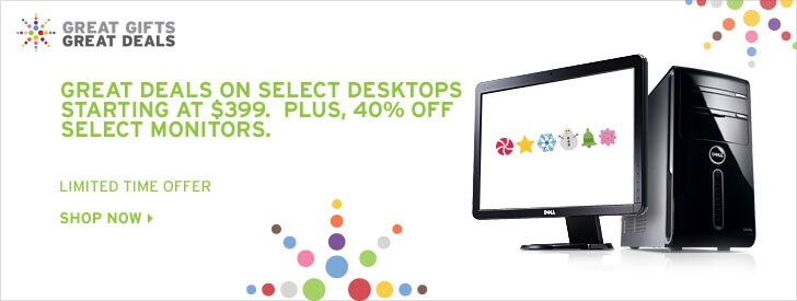 Great deals on select desktops starting at $399. Plus, 40% off select monitors  | Shop Now