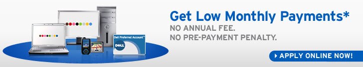 Get Low Monthly Payments!* No annual fee. No pre-payment penalty.