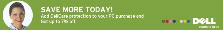 SELECT DELLCARE PROTECTION to save up to 7% off your PC purchase.