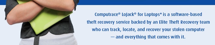 Computrace LoJack for Laptops is a software-based theft recovery service backed by an Elite Theft Recovery team who can track, locate, and recover your stolen computer -- and everything that comes with it.