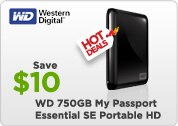Save $10 WD 750GB my Passport Essential SE Portable HD.