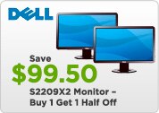 Save $99.50 S2209X2 Monitor - Buy one get 1 half off