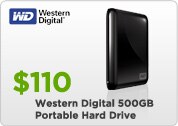 $100 Western Digital 500GB Portable Hard Drive