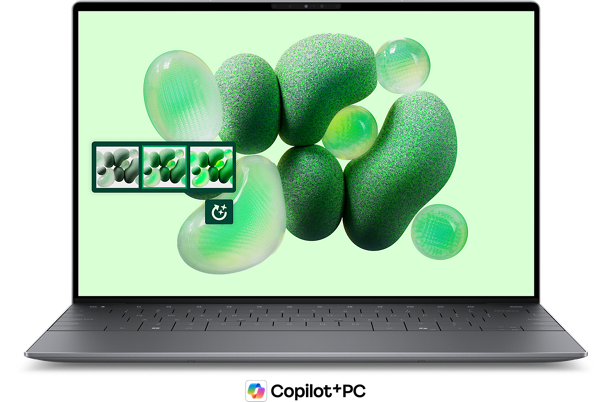 View 前面 Copilot+ PCロゴが表示された XPS 13 9345