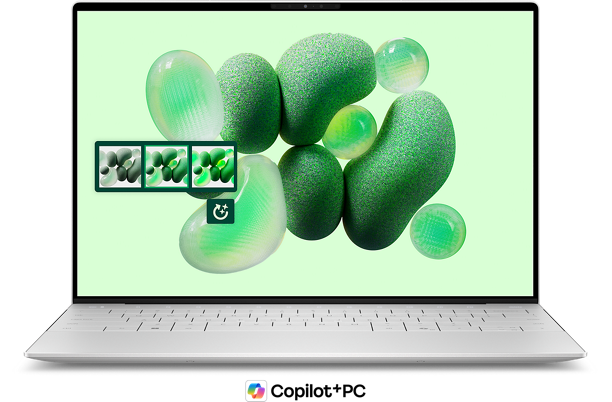 View 前面 Copilot+ PCロゴが表示された XPS 13 9345