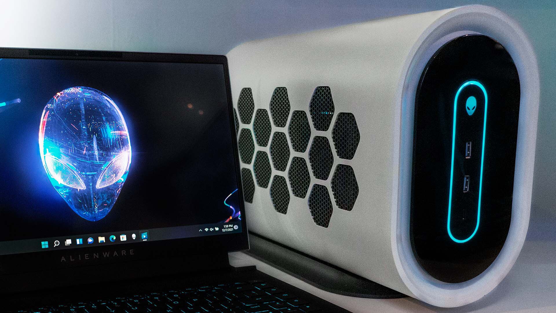 Picture of a gaming concept product that looks like a rounded desktop placed on a white background.