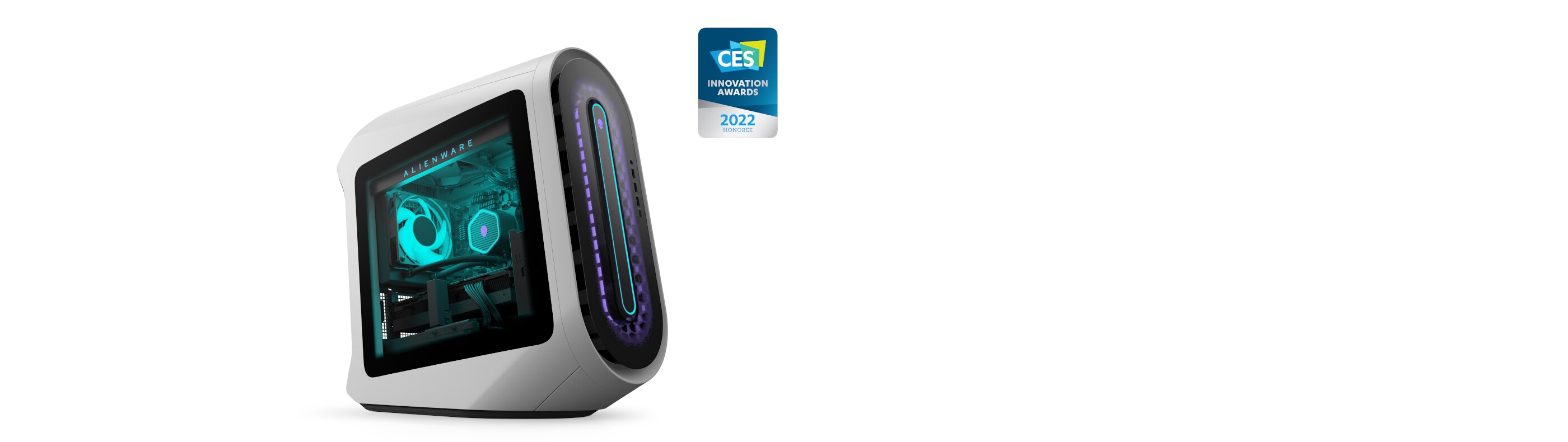 Picture of Dell Alienware Gaming Desktop, Alienware Aurora R13 in a white background.