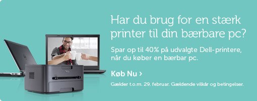 Spar op til 40 % på udvalgte printere, når du køber en bærbar Vostro eller Latitude. Spar op til 40 % på udvalgte printere, når du køber en bærbar Vostro eller Latitude.