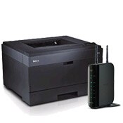 Impresora láser Dell 2350D y enrutador inalámbrico Belkin
