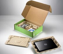 Strong, Sustainable Bamboo Cushions Cradle the Dell Inspiron Mini 10 Netbook. 