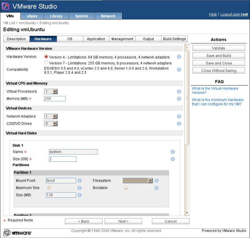 Hardware configureren voor VMware Studio