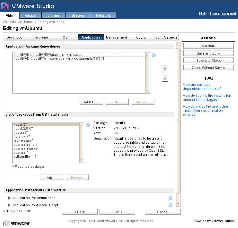 De apps configureren om te werken in VMware Studio