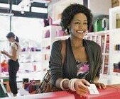 Woman using credit card