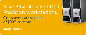 Save 35% off select Dell Precision workstations.