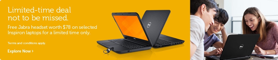 Limited time deal not to be missed.  Free Jabra headset worth $78 on selected Inspiron laptops for a limited time only. 