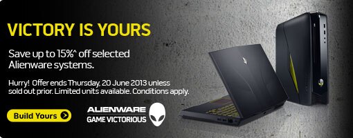 Victory is yours with 15% off selected Alienware systems.