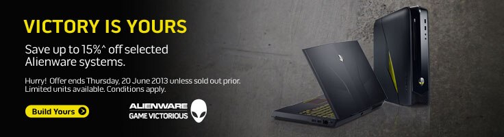 Victory is yours with 15% off selected Alienware systems.