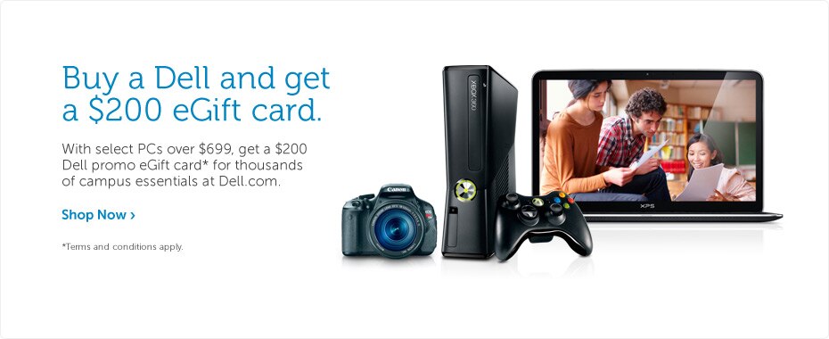 Buy a Dell and get a $200 eGift card